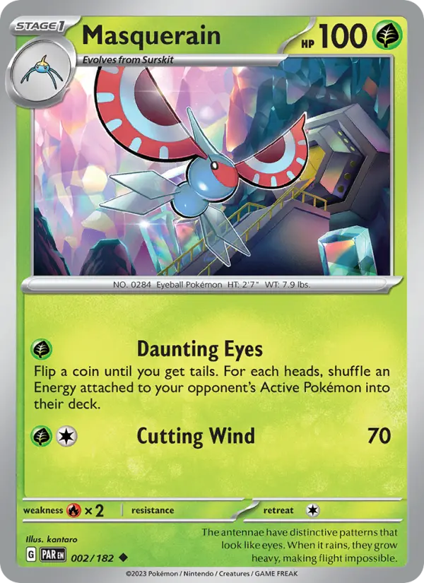 Masquerain Uncommon Pokemon card #002 from Paradox Rift