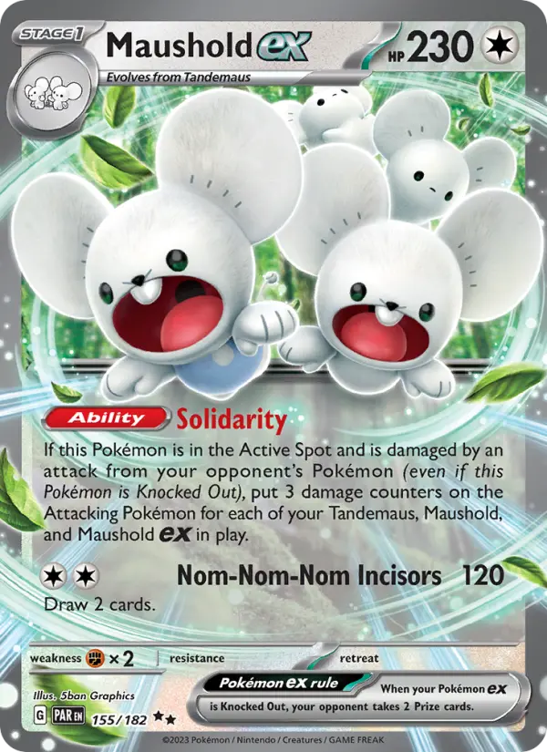 Maushold ex Double rare Pokemon card #155 from Paradox Rift