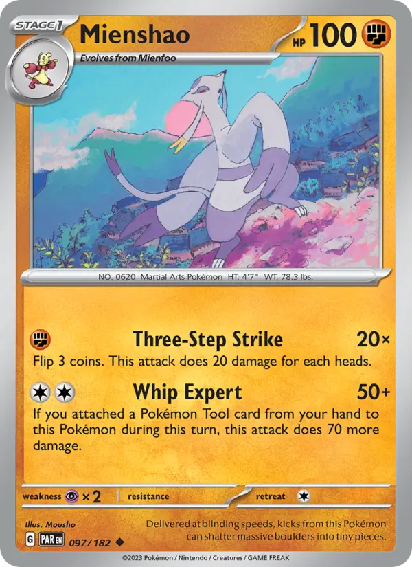 Mienshao Uncommon Pokemon card #097 from Paradox Rift