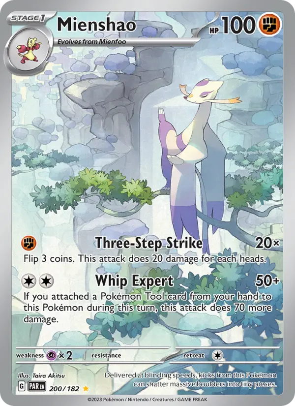 Mienshao Illustration rare Pokemon card #200 from Paradox Rift