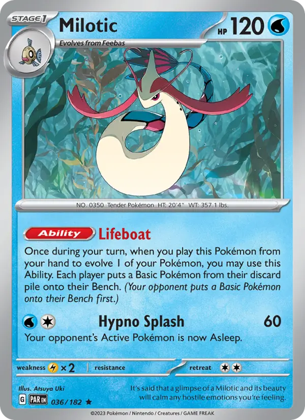 Milotic Rare Pokemon card #036 from Paradox Rift