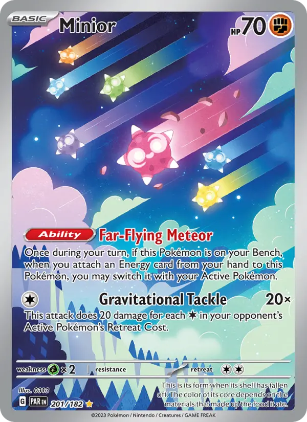 Minior Illustration rare Pokemon card #201 from Paradox Rift
