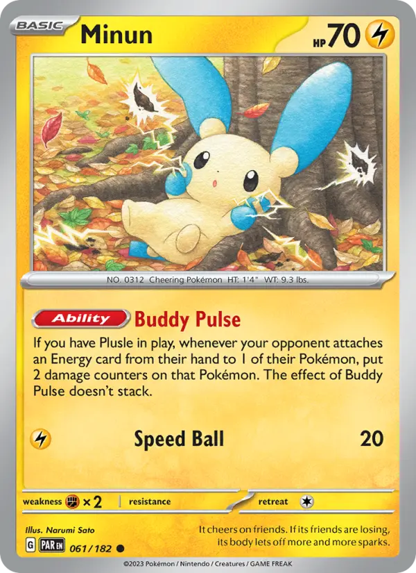 Minun Common Pokemon card #061 from Paradox Rift