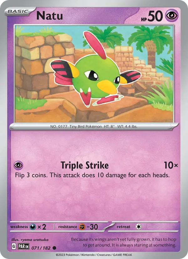 Natu Common Pokemon card #071 from Paradox Rift