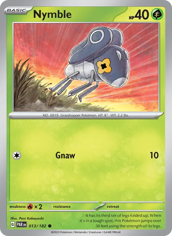 Nymble Common Pokemon card #013 from Paradox Rift