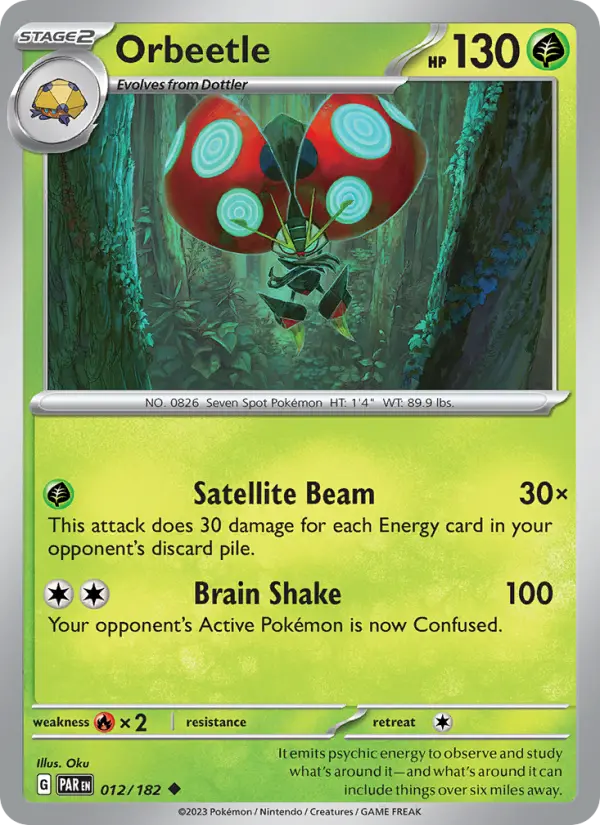 Orbeetle Uncommon Pokemon card #012 from Paradox Rift