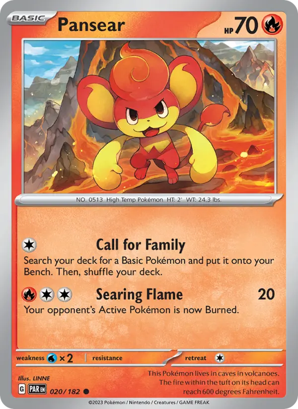 Pansear Common Pokemon card #020 from Paradox Rift