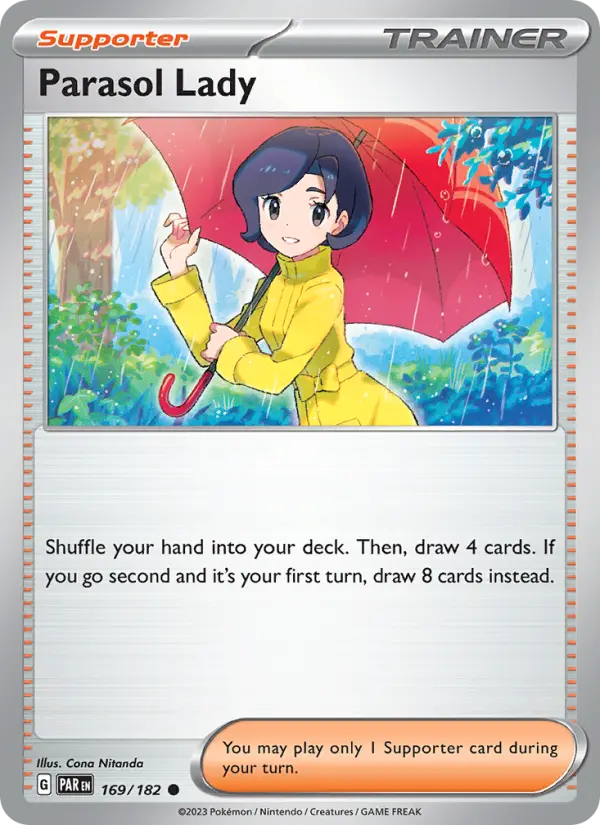 Parasol Lady Common Pokemon card #169 from Paradox Rift