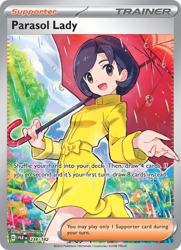 Parasol Lady Ultra Rare Pokemon card #238 from Paradox Rift
