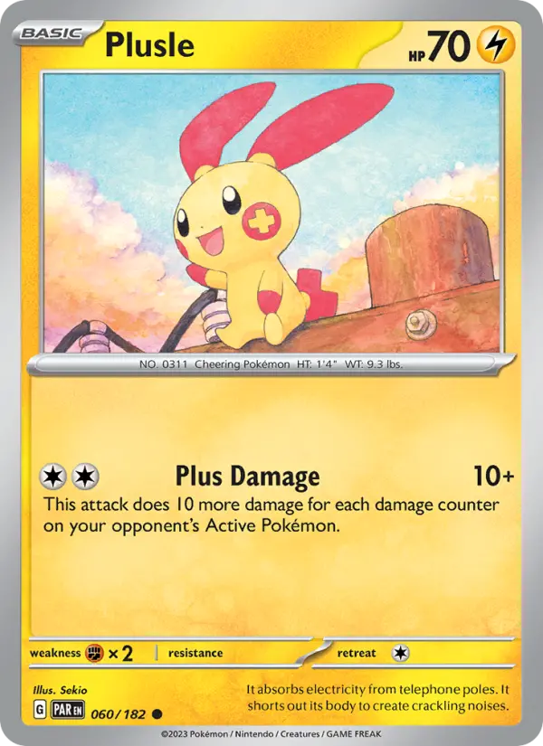 Plusle Common Pokemon card #060 from Paradox Rift