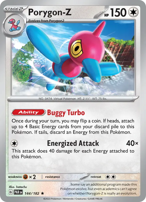 Porygon-Z Rare Pokemon card #144 from Paradox Rift