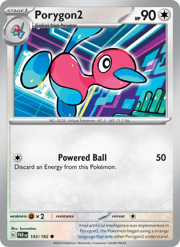 Porygon2 Common Pokemon card #143 from Paradox Rift