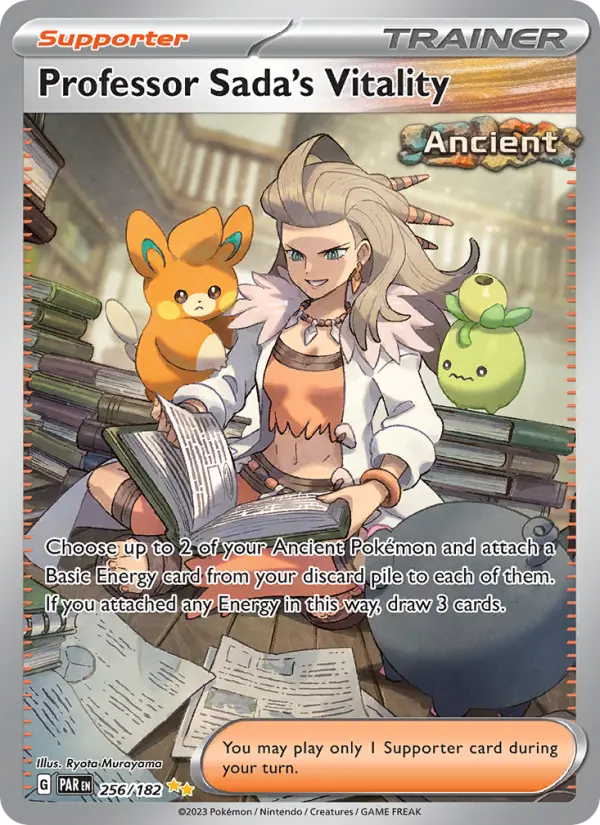 Professor Sada's Vitality Special illustration rare Pokemon card #256 from Paradox Rift