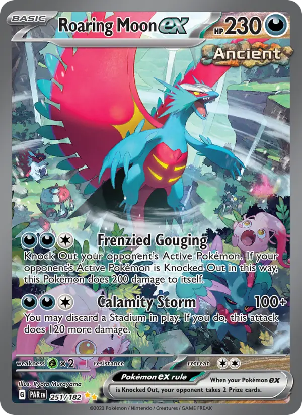 Roaring Moon ex Special illustration rare Pokemon card #251 from Paradox Rift