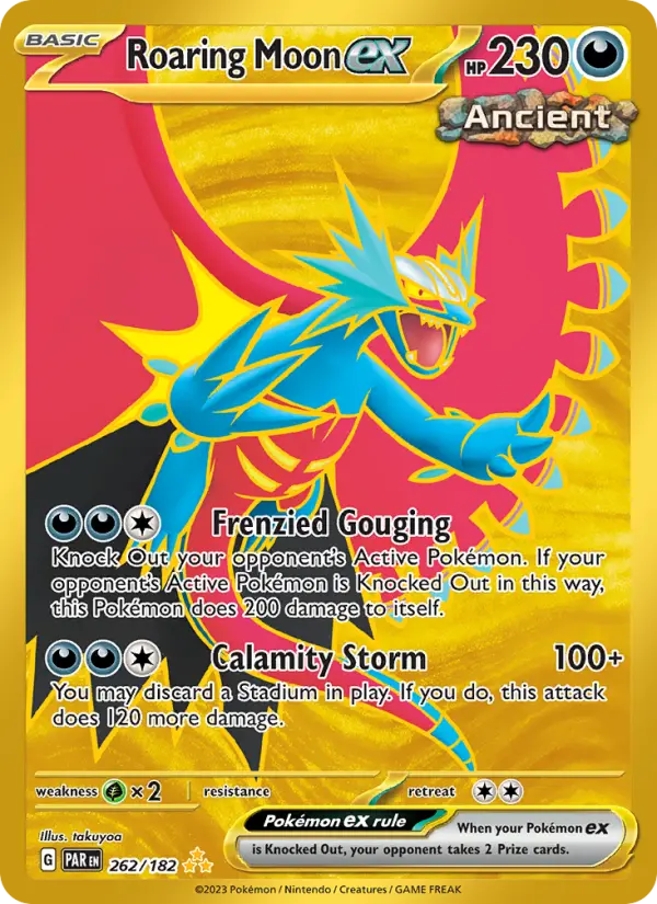 Roaring Moon ex Hyper rare Pokemon card #262 from Paradox Rift