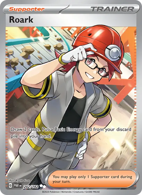 Roark Ultra Rare Pokemon card #242 from Paradox Rift