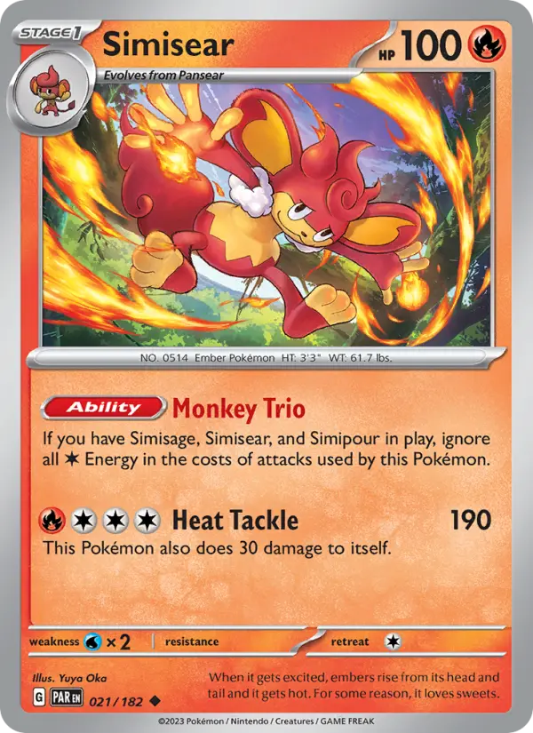 Simisear Uncommon Pokemon card #021 from Paradox Rift