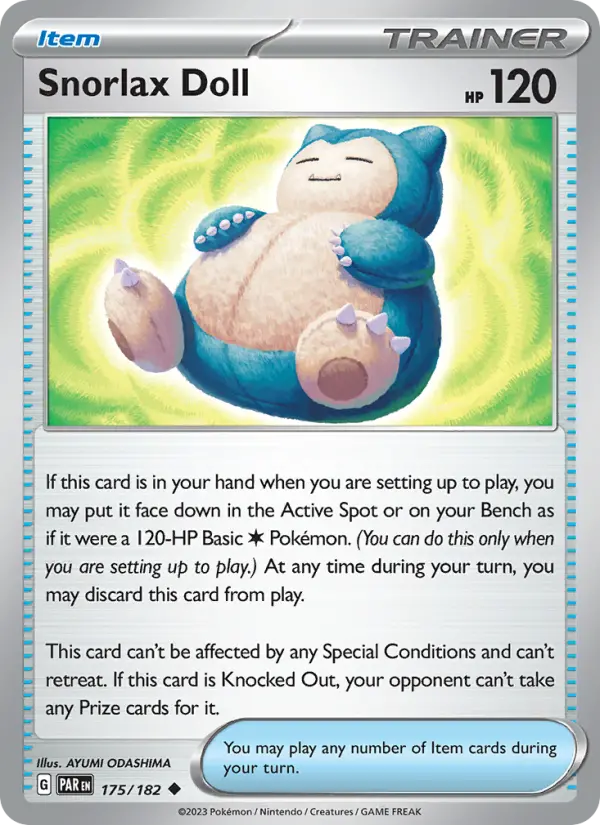 Snorlax Doll Uncommon Pokemon card #175 from Paradox Rift