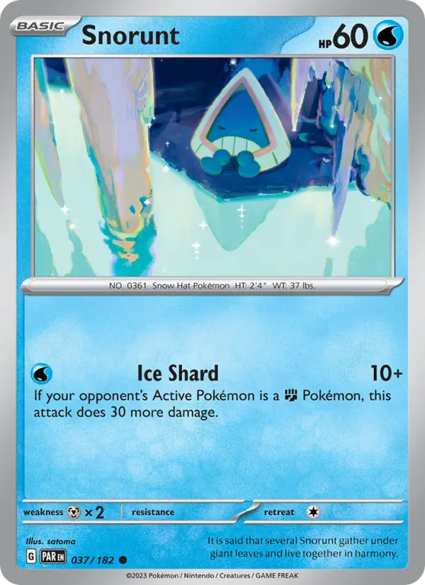 Snorunt Common Pokemon card #037 from Paradox Rift