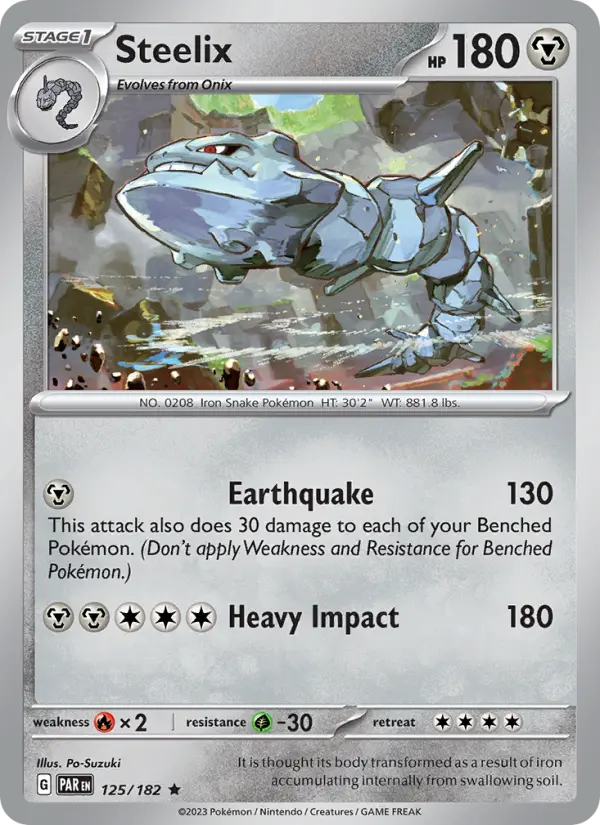 Steelix Rare Pokemon card #125 from Paradox Rift