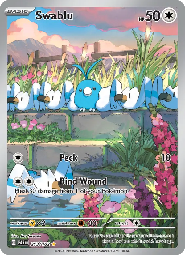 Swablu Illustration rare Pokemon card #213 from Paradox Rift