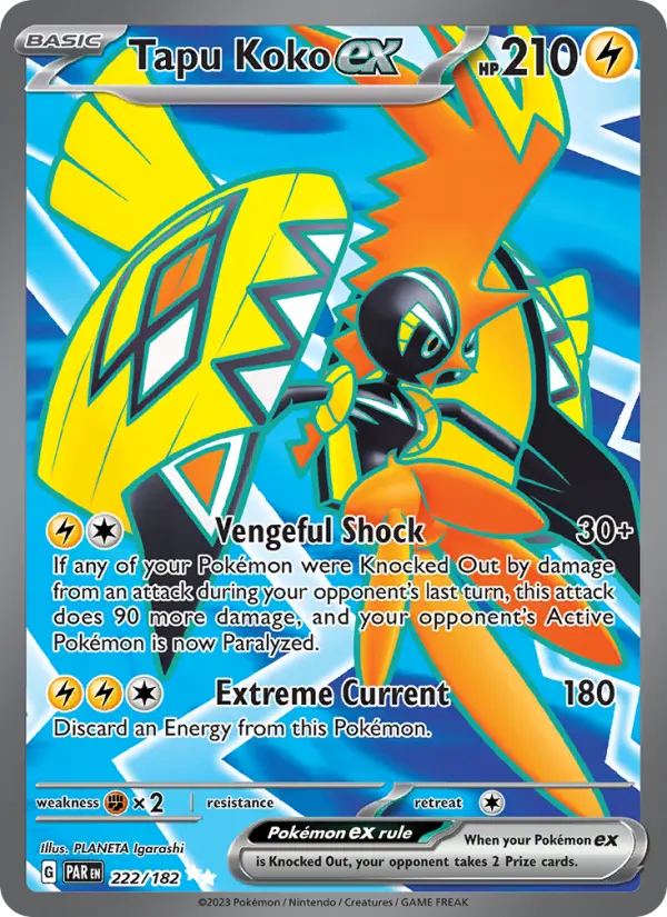 Tapu Koko ex Ultra Rare Pokemon card #222 from Paradox Rift