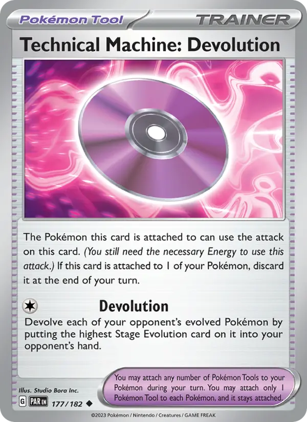Technical Machine: Devolution Uncommon Pokemon card #177 from Paradox Rift