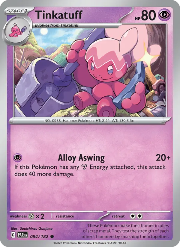 Tinkatuff Common Pokemon card #084 from Paradox Rift