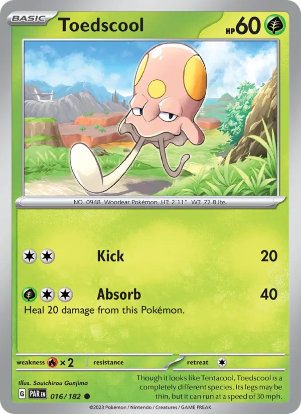 Toedscool Common Pokemon card #016 from Paradox Rift