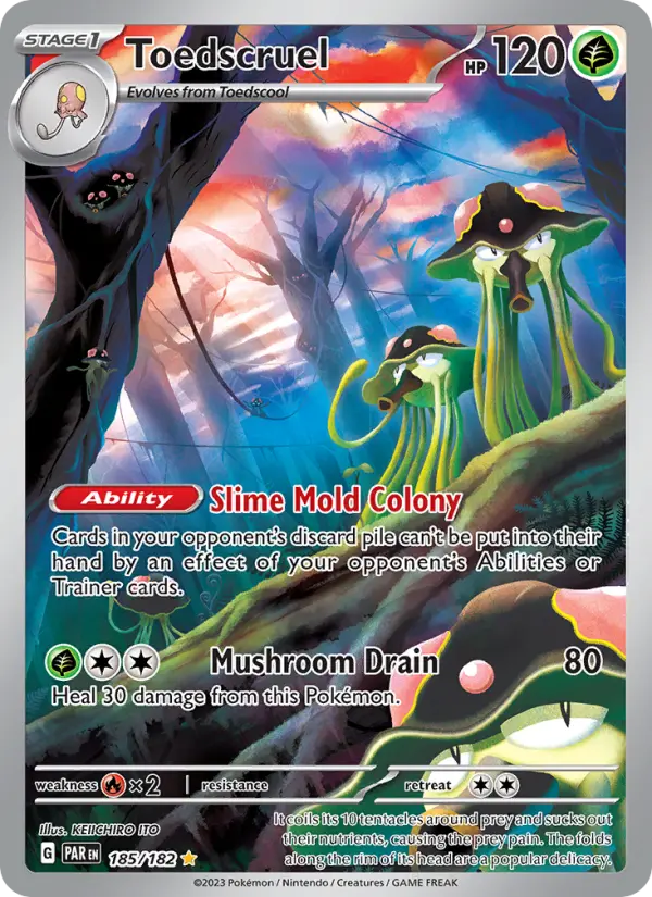 Toedscruel Illustration rare Pokemon card #185 from Paradox Rift