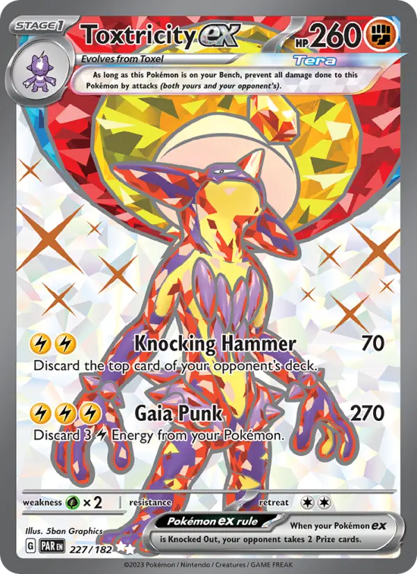 Toxtricity ex Ultra Rare Pokemon card #227 from Paradox Rift