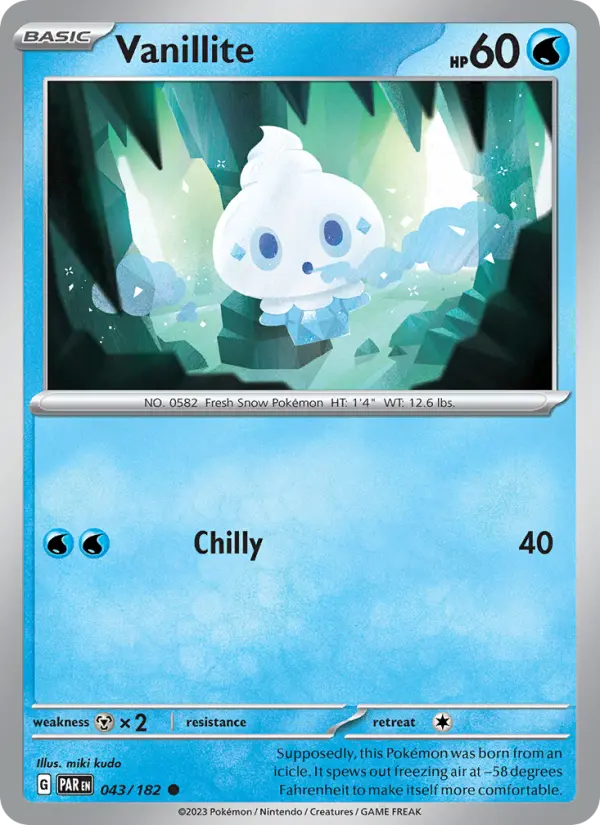 Vanillite Common Pokemon card #043 from Paradox Rift