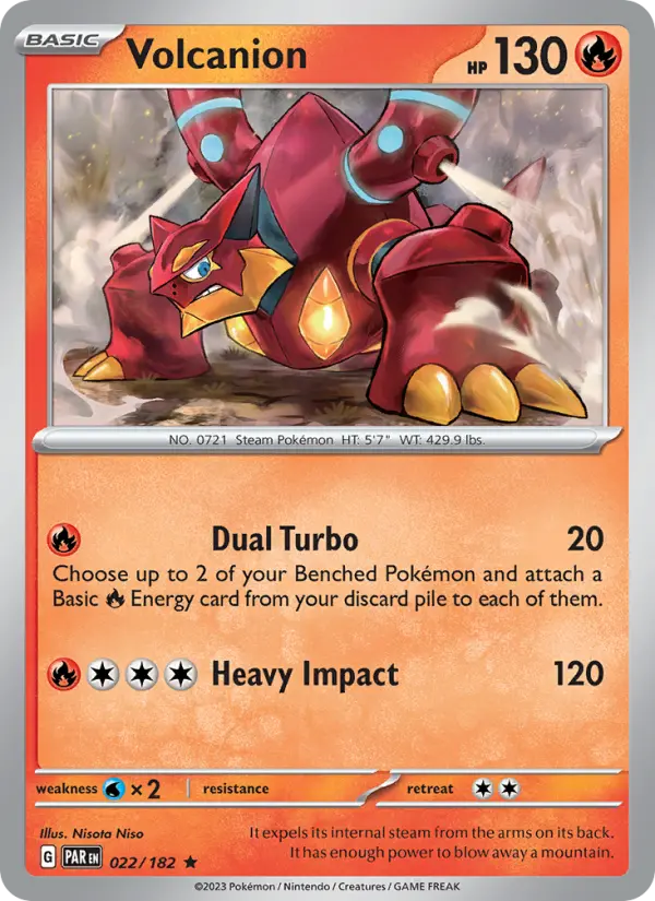 Volcanion Rare Pokemon card #022 from Paradox Rift