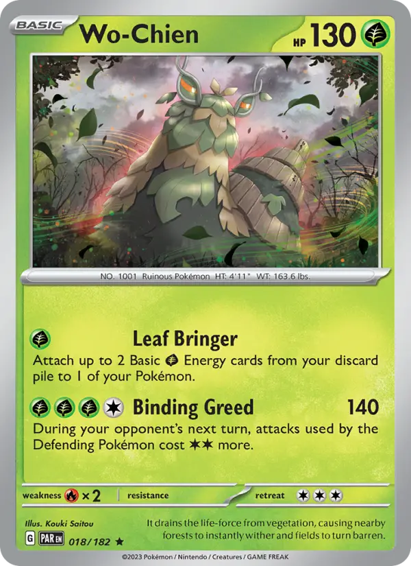 Wo-Chien Rare Pokemon card #018 from Paradox Rift