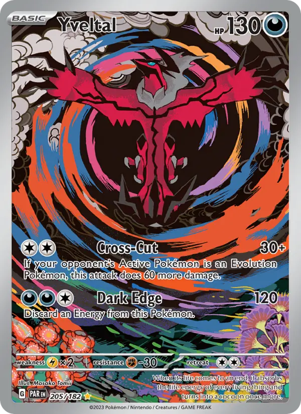 Yveltal Illustration rare Pokemon card #205 from Paradox Rift