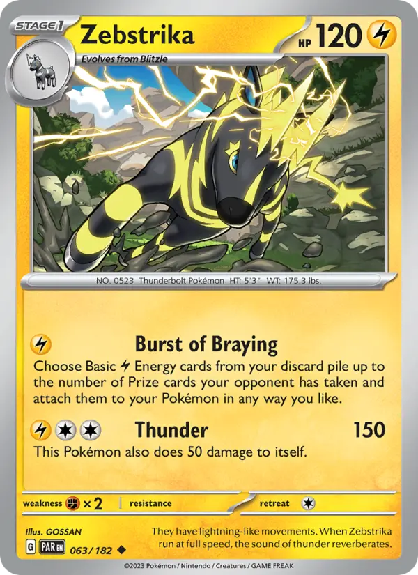 Zebstrika Uncommon Pokemon card #063 from Paradox Rift