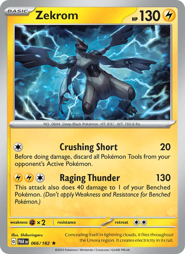 Zekrom Rare Pokemon card #066 from Paradox Rift