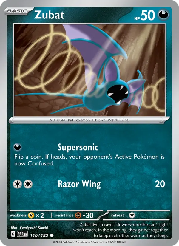 Zubat Common Pokemon card #110 from Paradox Rift