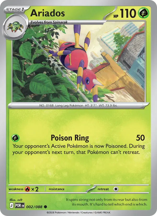 Ariados Common Pokemon card #002 from Perfect Order