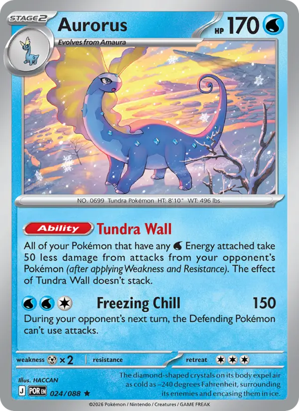 Aurorus Rare Pokemon card #024 from Perfect Order
