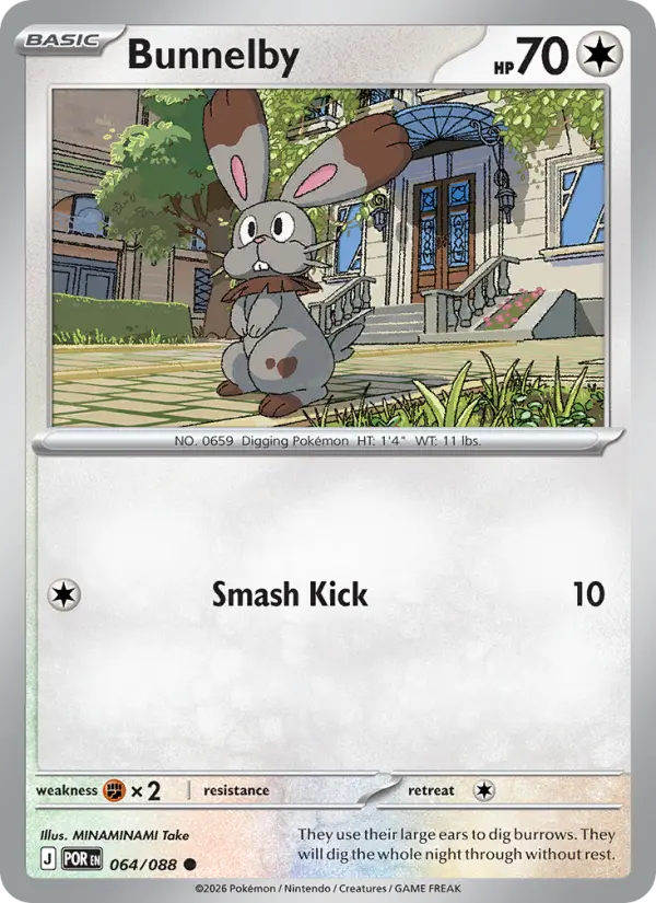 Bunnelby Common Pokemon card #064 from Perfect Order