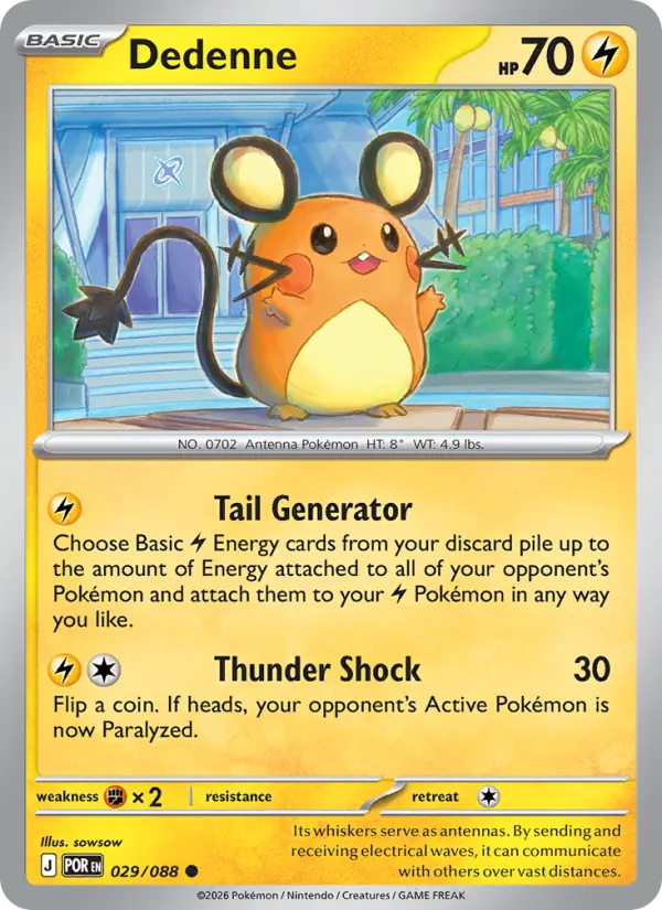 Dedenne Common Pokemon card #029 from Perfect Order