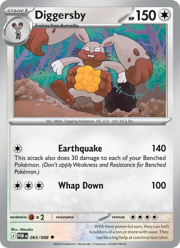 Diggersby Uncommon Pokemon card #065 from Perfect Order