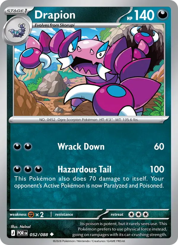 Drapion Uncommon Pokemon card #052 from Perfect Order