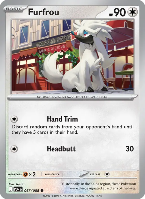 Furfrou Common Pokemon card #067 from Perfect Order