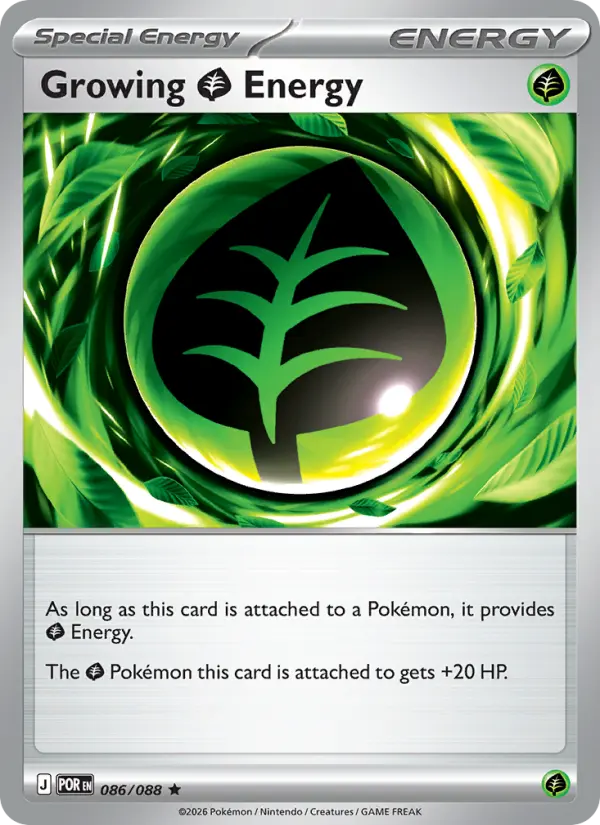 Growing Grass Energy Rare Pokemon card #086 from Perfect Order