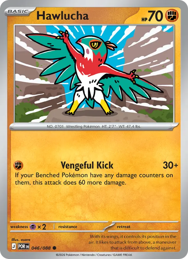 Hawlucha Common Pokemon card #046 from Perfect Order