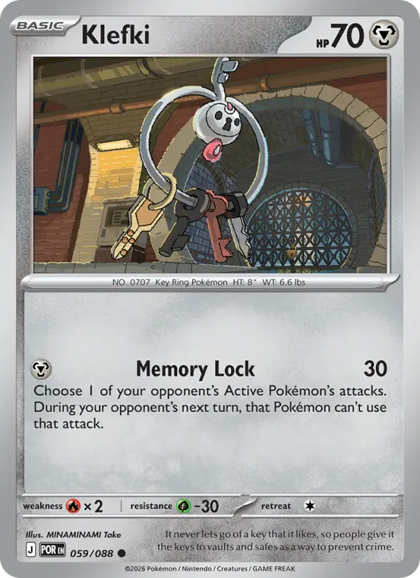 Klefki Common Pokemon card #059 from Perfect Order