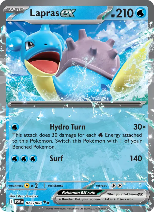 Lapras ex Double rare Pokemon card #022 from Perfect Order