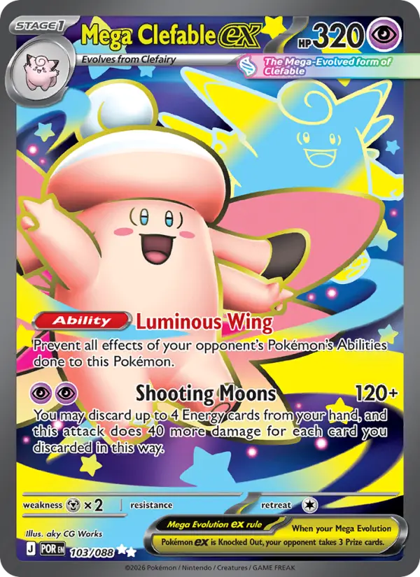 Mega Clefable ex Ultra Rare Pokemon card #103 from Perfect Order